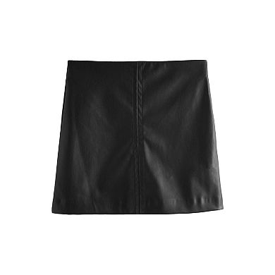 Women's NEXT Black Faux Leather Mini Skirt