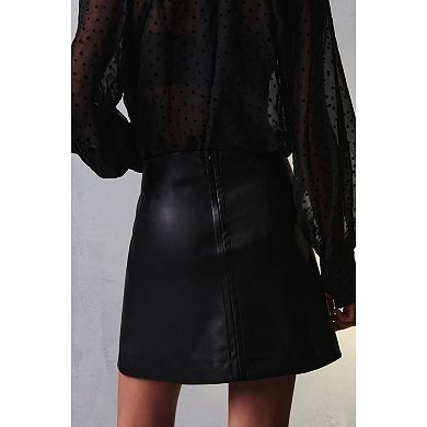 Women's NEXT Black Faux Leather Mini Skirt