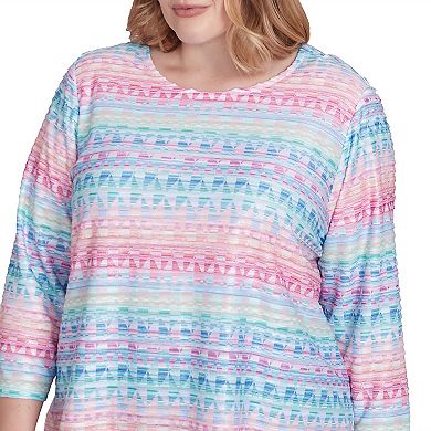 Plus Size Alfred Dunner Geometric Crewneck Biadere Top