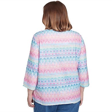Plus Size Alfred Dunner Geometric Crewneck Biadere Top