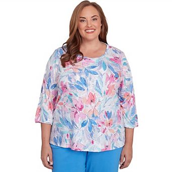 Plus Size Alfred Dunner Floral Spray Crewneck Top