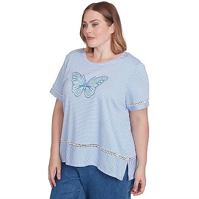 Plus Size Alfred Dunner Striped Butterfly Short Sleeve Tee