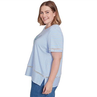 Plus Size Alfred Dunner Striped Butterfly Short Sleeve Tee