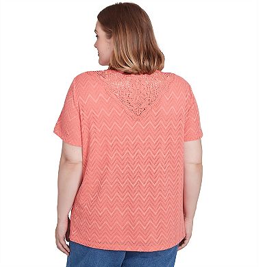 Plus Size Alfred Dunner Textured Chevron Lace Back Tee