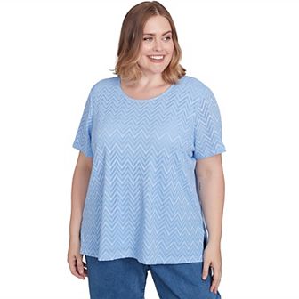Plus Size Alfred Dunner Textured Chevron Lace Back Tee
