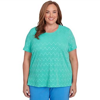 Plus Size Alfred Dunner Textured Chevron Lace Back Tee