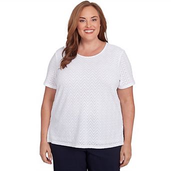 Plus Size Alfred Dunner Textured Chevron Lace Back Tee