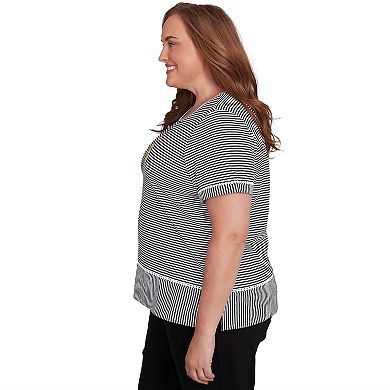 Plus Size Alfred Dunner Crewneck Parrot Striped Tee