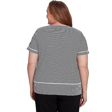 Plus Size Alfred Dunner Crewneck Parrot Striped Tee