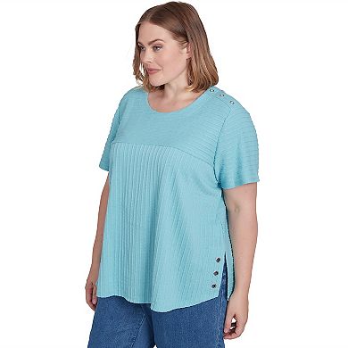 Plus Size Alfred Dunner Solid Textured Short Sleeve Tee