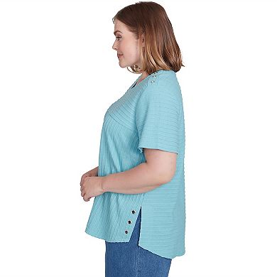 Plus Size Alfred Dunner Solid Textured Short Sleeve Tee