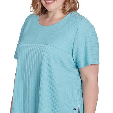 Plus Size Alfred Dunner Solid Textured Short Sleeve Tee
