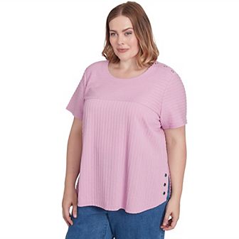 Plus Size Alfred Dunner Solid Textured Short Sleeve Tee