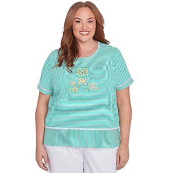 Plus Size Alfred Dunner Owl Knit Striped Tee