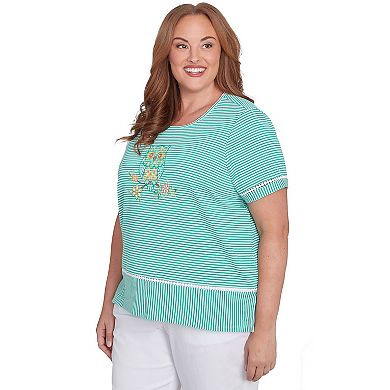 Plus Size Alfred Dunner Owl Knit Striped Tee