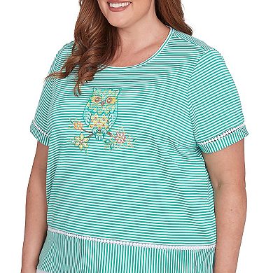 Plus Size Alfred Dunner Owl Knit Striped Tee