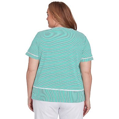 Plus Size Alfred Dunner Owl Knit Striped Tee