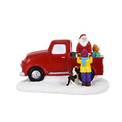 St. Nicholas Square Village Festive Truck with Santa and Gifts Table Decor