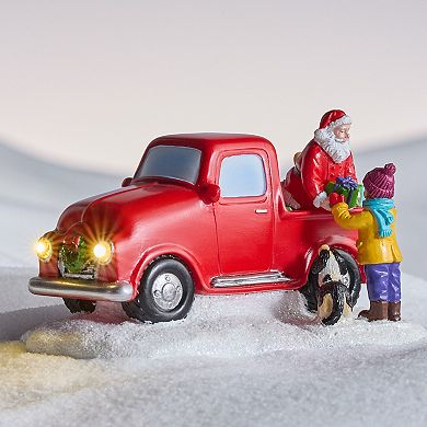 St. Nicholas Square Village Festive Truck with Santa and Gifts Table Decor
