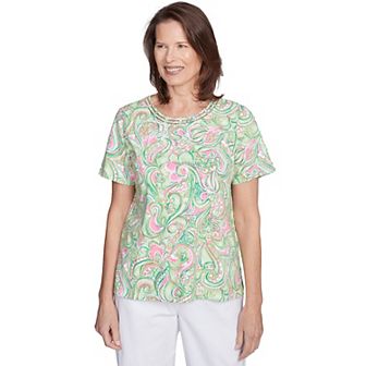 Petite Alfred Dunner Abstract Scroll Crew Neck Top