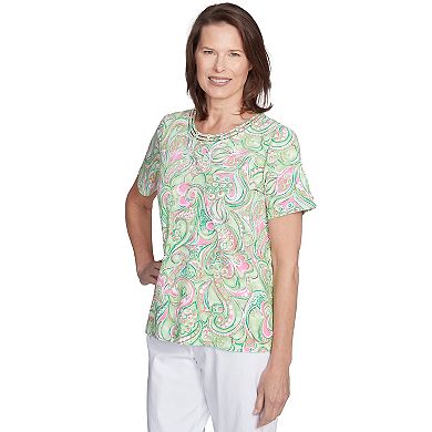 Petite Alfred Dunner Abstract Scroll Crew Neck Top
