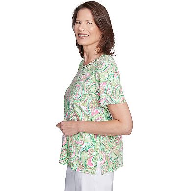 Petite Alfred Dunner Abstract Scroll Crew Neck Top