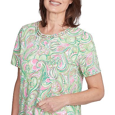 Petite Alfred Dunner Abstract Scroll Crew Neck Top