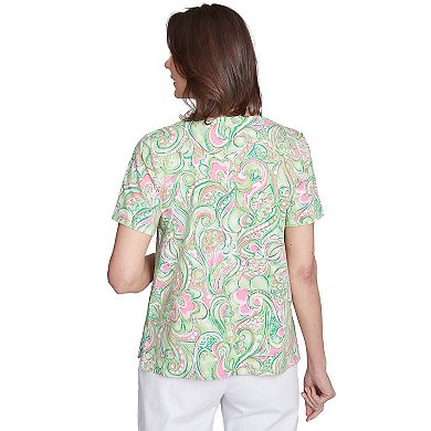 Petite Alfred Dunner Abstract Scroll Crew Neck Top