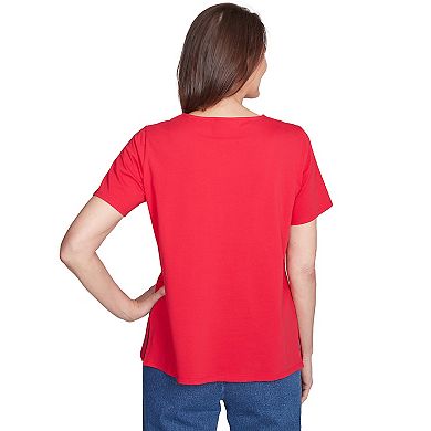 Petite Alfred Dunner Dazzling Shooting Stars with Beaded Split Neck Top