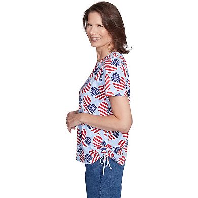 Petite Alfred Dunner Flag Heart Top with Side Ruching