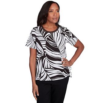 Petite Alfred Dunner Twisted Leaves with Side Tie Top