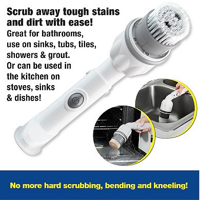 Bell+Howell Scrubtastic Max Rechargeable Handheld Power Scrubber with Bonus Brush Heads