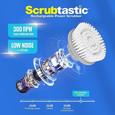 Bell+Howell Scrubtastic 39-in. Multi-Purpose Rechargeable Power Scrubber with Bonus 6 Brush Heads