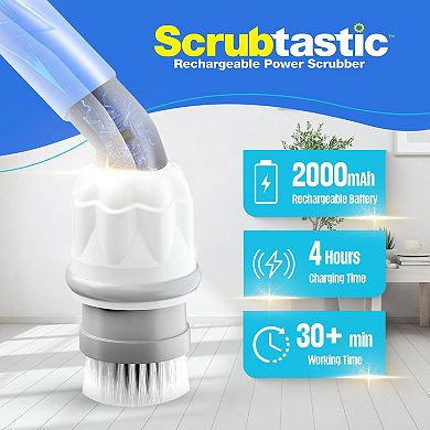 Bell+Howell Scrubtastic 39-in. Multi-Purpose Rechargeable Power Scrubber with Bonus 6 Brush Heads