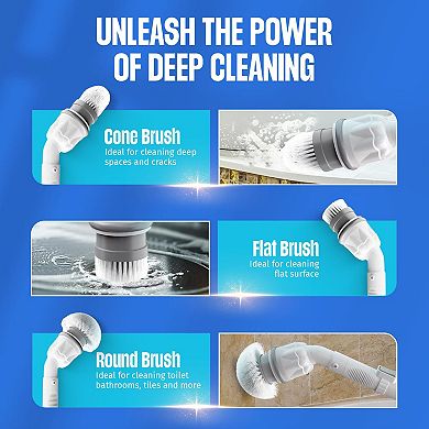 Bell+Howell Scrubtastic 39-in. Multi-Purpose Rechargeable Power Scrubber with Bonus 6 Brush Heads