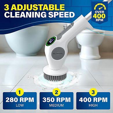Bell+Howell Scrubtastic Pro Electric Rechargeable Spin Power Scrubber with 3 Rotating Brush Heads