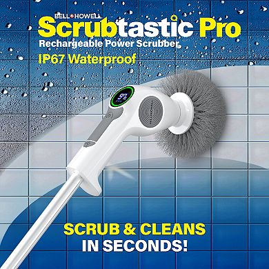 Bell+Howell Scrubtastic Pro Electric Rechargeable Spin Power Scrubber with 3 Rotating Brush Heads