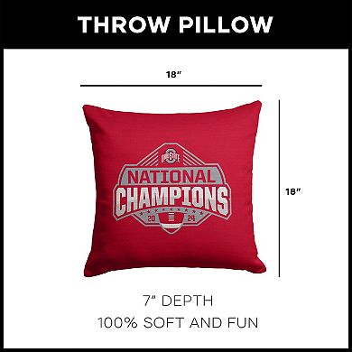 Ohio State Buckeyes NCAA 2024 FBC Champs Tapestry Throw Pillow