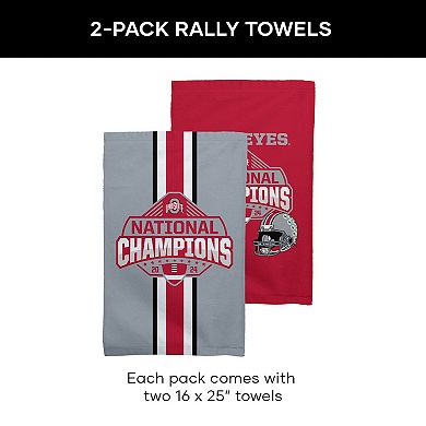 Ohio State Buckeyes NCAA 2024 FBC Champs 2-Pack Fan Towels