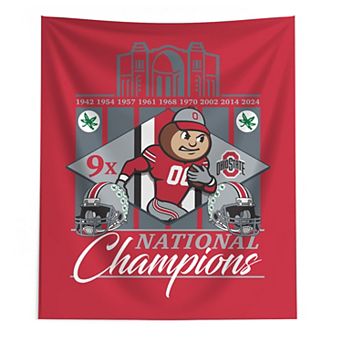 Ohio State Buckeyes NCAA 2024 FBC 9X Champs Wall Hanging