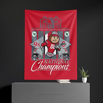 Ohio State Buckeyes NCAA 2024 FBC 9X Champs Wall Hanging