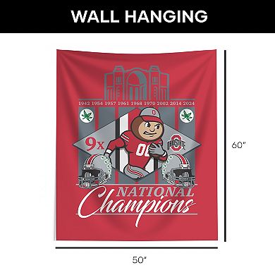 Ohio State Buckeyes NCAA 2024 FBC 9X Champs Wall Hanging