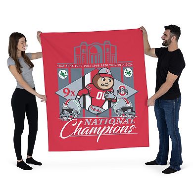 Ohio State Buckeyes NCAA 2024 FBC 9X Champs Wall Hanging