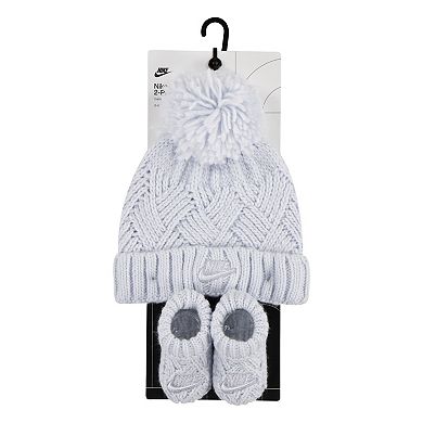 Newborn Baby Nike Cable Knit Hat & Booties Matching Set