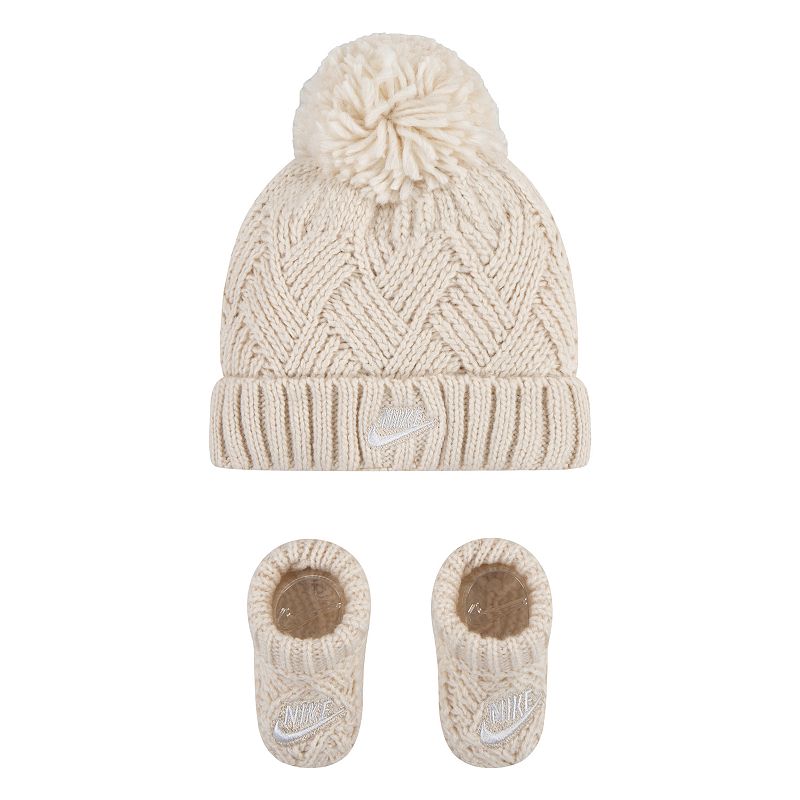 Newborn Baby Nike Cable Knit Hat & Booties Matching Set