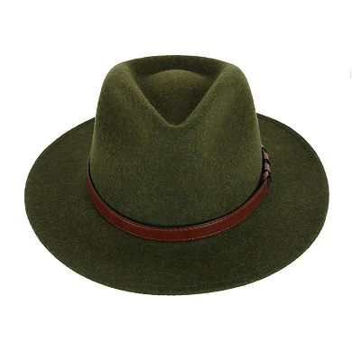 Kenny K Men's Australian Wool Fedora with Leather Hatband