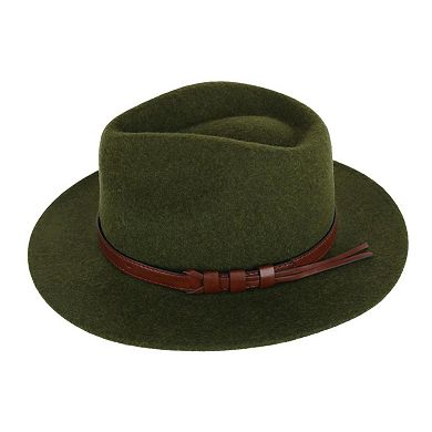 Kenny K Men's Australian Wool Fedora with Leather Hatband