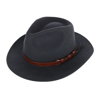 Kenny K Men's Australian Wool Fedora with Leather Hatband