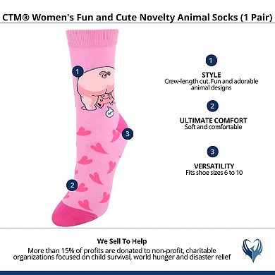 CTM Women's Fun and Cute Novelty Animal Socks (1 Pair)