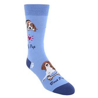 CTM Men's My Pup Crew Novelty Socks